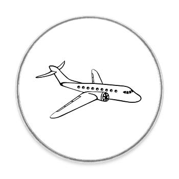 ligne avion avion mouche pilote vacances voyage vo - Magnet rond - blanc - Devant