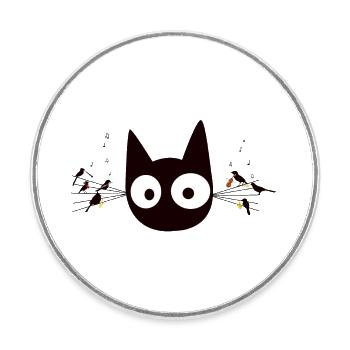 Preto cat - Round  fridge magnet - white - Front