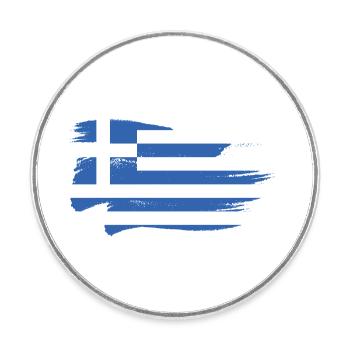 Griechenland Flagge Hellas Athen Griechische Fahne - Runder Kühlschrankmagnet - Weiß - Vorne