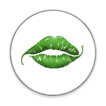 Lippen - Runder Kühlschrankmagnet - Weiß - Vorne