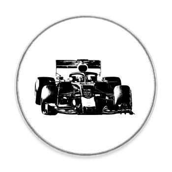 Race car - Round  fridge magnet - white - Front