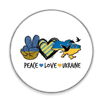 Paix amour Ukraine - Magnet rond - blanc - Devant
