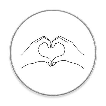 Line art - Hands in Heart Shape - Round  fridge magnet - white - Front
