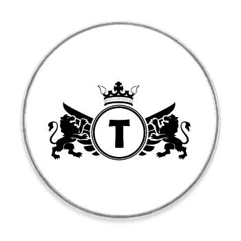 Lettre T Armoiries - Magnet rond - blanc - Devant