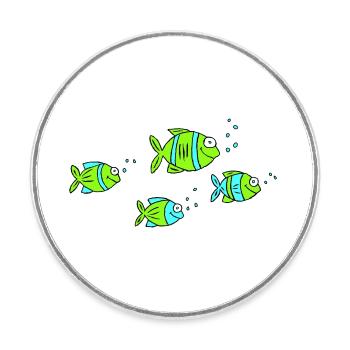 Fish Water Sea Graffiti Dessin des enfants Nature - Magnet rond - blanc - Devant