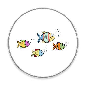Poisson Cichlide Eau Mer Graffiti Dessin - Magnet rond - blanc - Devant