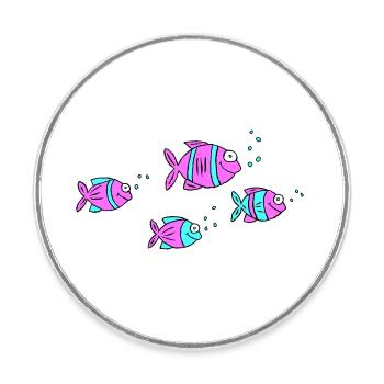 Poisson Cichlide Eau Mer Graffiti Dessin - Magnet rond - blanc - Devant