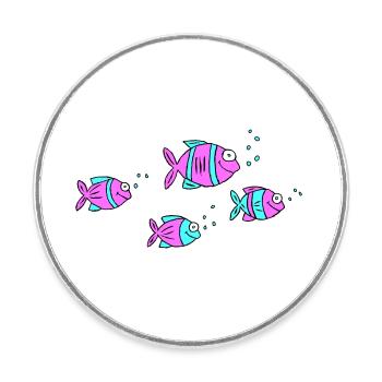 Poisson Cichlide Eau Mer Graffiti Dessin - Magnet rond - blanc - Devant