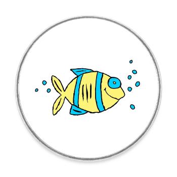Poisson Cichlide Eau Mer Graffiti Dessin - Magnet rond - blanc - Devant
