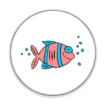 Poisson Cichlide Eau Mer Graffiti Dessin - Magnet rond - blanc - Devant