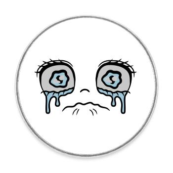 Visage triste de fille qui pleure - Magnet rond - blanc - Devant