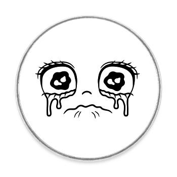 Visage de fille triste en pleurs - Magnet rond - blanc - Devant