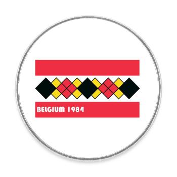 BELGIEN 1984 - Runder Kühlschrankmagnet - Weiß - Vorne