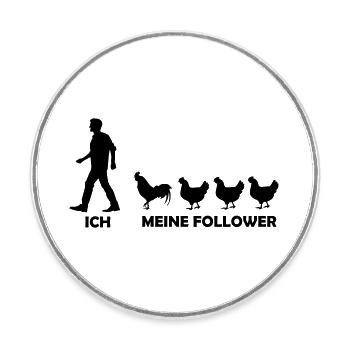 Huhn - Hahn - Hühner - Follower - Runder Kühlschrankmagnet - Weiß - Vorne