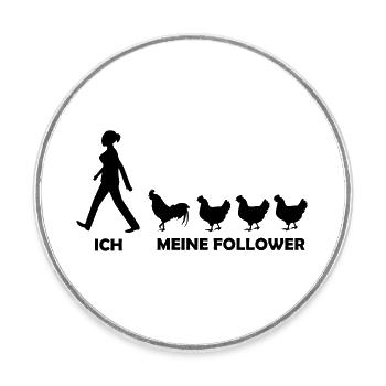 Huhn - Hahn - Hühner - Follower - Runder Kühlschrankmagnet - Weiß - Vorne