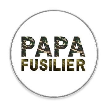 PAPA FUSILIER DOUBLE CAMOUFLAGE MILITAIRE - Magnet rond - blanc - Devant