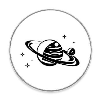 Planet black - Runder Kühlschrankmagnet - Weiß - Vorne