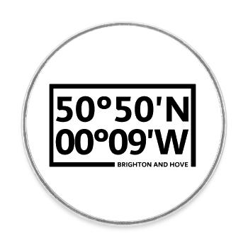 Coordonnées de Brighton et Hove - Magnet rond - blanc - Devant