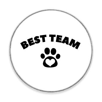 Best Team Hundeliebe Hundemensch Hundepfote - Runder Kühlschrankmagnet - Weiß - Vorne