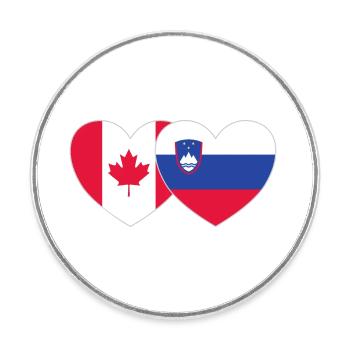 Kanada Slowenien Flagge Herz - Runder Kühlschrankmagnet - Weiß - Vorne