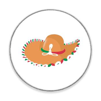Chapeau mexicain - Magnet rond - blanc - Devant