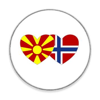 Macédoine Norvège Flag Coeur - Magnet rond - blanc - Devant