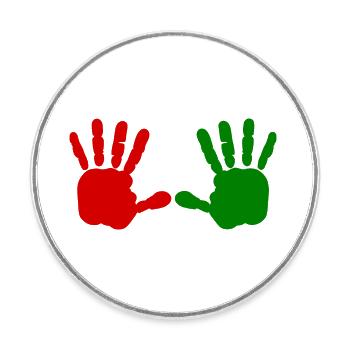 Iran - Main rouge - main de sang - BLOODY HAND - Magnet rond - blanc - Devant