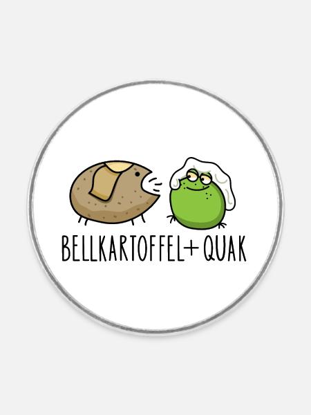 Lustige Pellkartoffel mit Quak - Runder Kühlschrankmagnet - Weiß