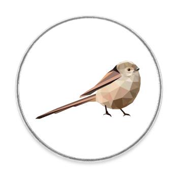 Schwanzmeise, Aegithalos caudatus - Runder Kühlschrankmagnet - Weiß - Vorne
