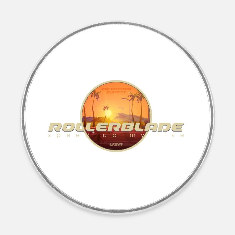 California Sunset Rollblading - Magnet rond - blanc