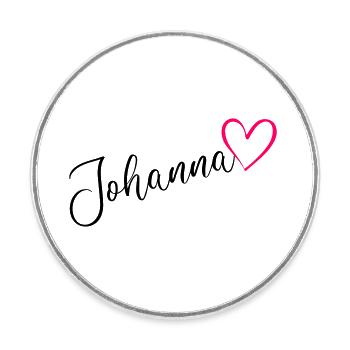 Johanna Nom Prénom Rose cœur - Magnet rond - blanc - Devant