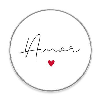 Grand classique avec un petit message d'amour AMOR - Magnet rond - blanc - Devant