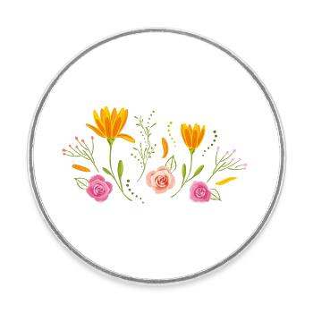 Blühende Blumen - Runder Kühlschrankmagnet - Weiß - Vorne