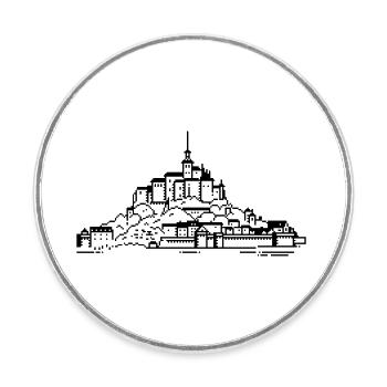 1bit Pixel Mont Saint Michel - Runder Kühlschrankmagnet - Weiß - Vorne