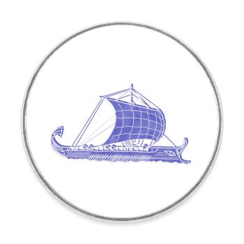 "Argo", Boho Line Art Design, Serie "Greece" - Runder Kühlschrankmagnet - Weiß - Vorne