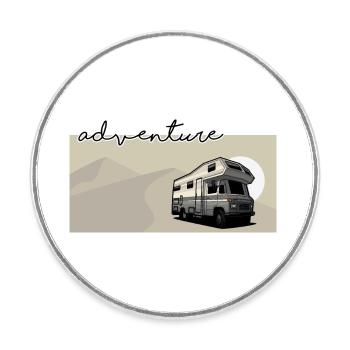 Düdo // Camper // Illustration - Runder Kühlschrankmagnet - Weiß - Vorne