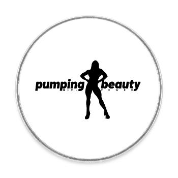 Pumping Beauty Logo - Round  fridge magnet - white - Front