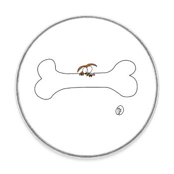 Chien avec os - Magnet rond - blanc - Devant