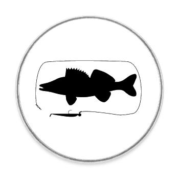 zander mit Gummifisch - Runder Kühlschrankmagnet - Weiß - Vorne