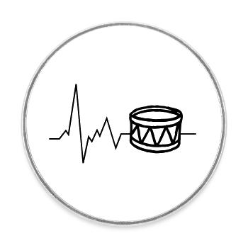 Heartbeat Drum Sports Fan Musicien - Magnet rond - blanc - Devant