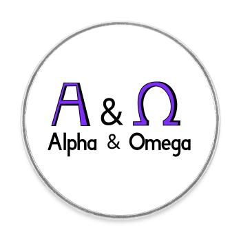 Alpha and Omega - Round  fridge magnet - white - Front