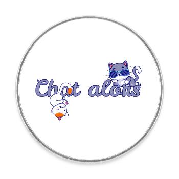 Chat then - Round  fridge magnet - white - Front