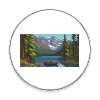 Banff National Park, Canada - Pixel Art - Round  fridge magnet - white - Front