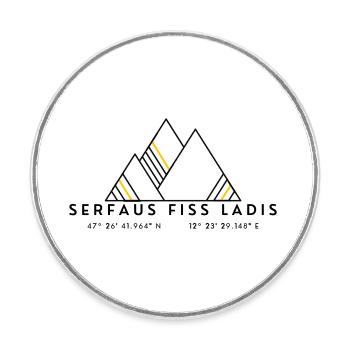Minimalistisches Serfaus Fiss Ladis-Logo - Runder Kühlschrankmagnet - Weiß - Vorne