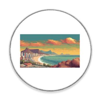Cape Town, South Africa - Pixel Art - Round  fridge magnet - white - Front