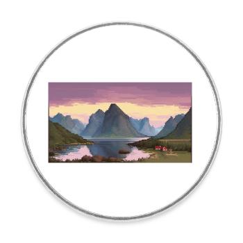 Lofoten, Norwegen - Pixel Art - Runder Kühlschrankmagnet - Weiß - Vorne