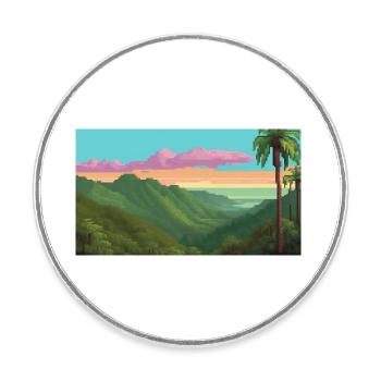 El Yunque National Forest, Puerto Rico, Pixelart - Round  fridge magnet - white - Front