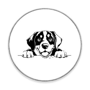 Grand Bouvier Suisse - Magnet rond - blanc - Devant