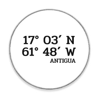 Coordonnées Antigua - Coordonnées - Caraïbes - Magnet rond - blanc - Devant