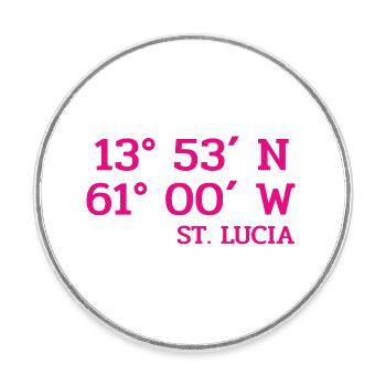 St. Lucia Coordinates - Koordinaten - West Indies - Round  fridge magnet - white - Front